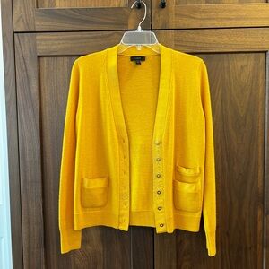 J Crew Womens Yellow Button-Front Cardigan Sweater Size Small